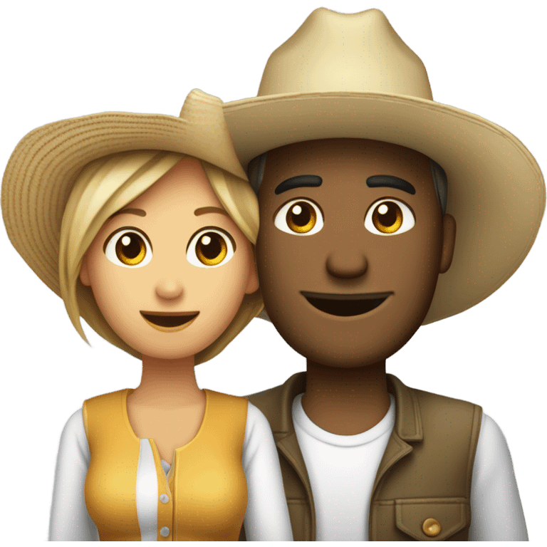 Mujer y Hombre con sombreros de campo   emoji