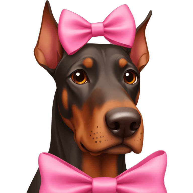 Red Doberman with pink bow emoji