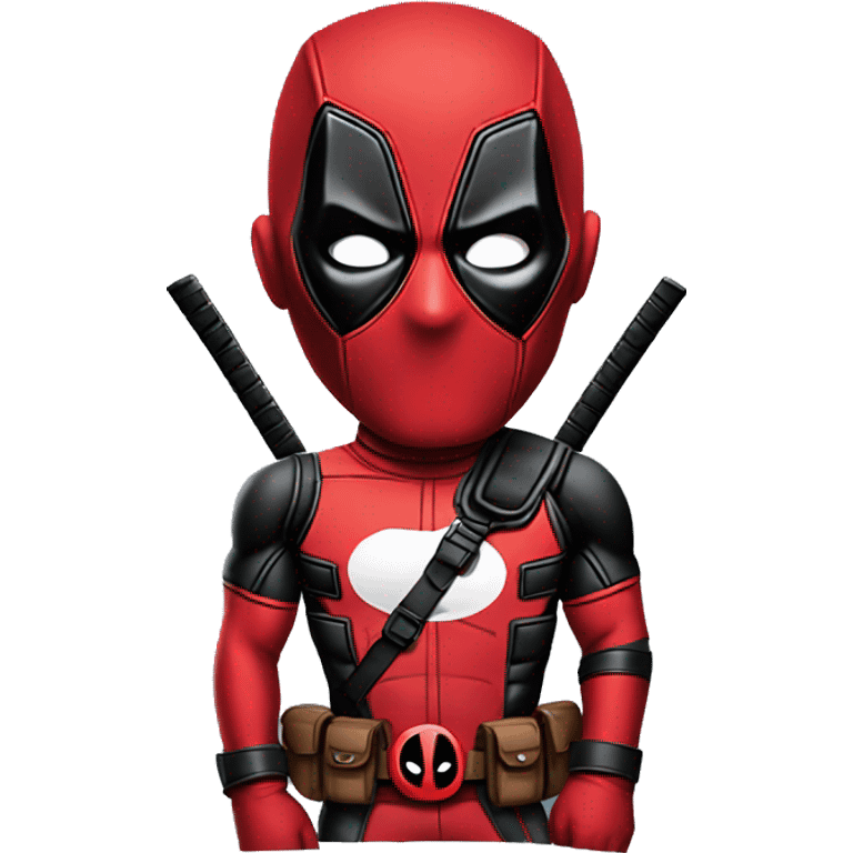 Deadpool standing sidewise with swag emoji