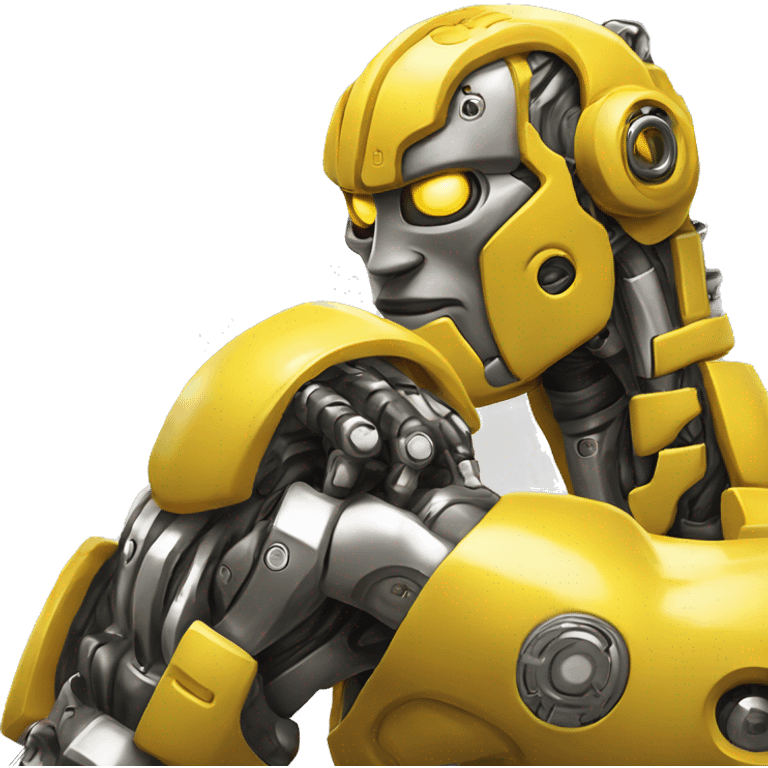 Yellow mechanical cyborg bicep that’s flexing emoji