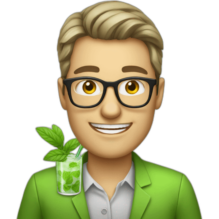 white teacher with glasses drinking mojito emoji