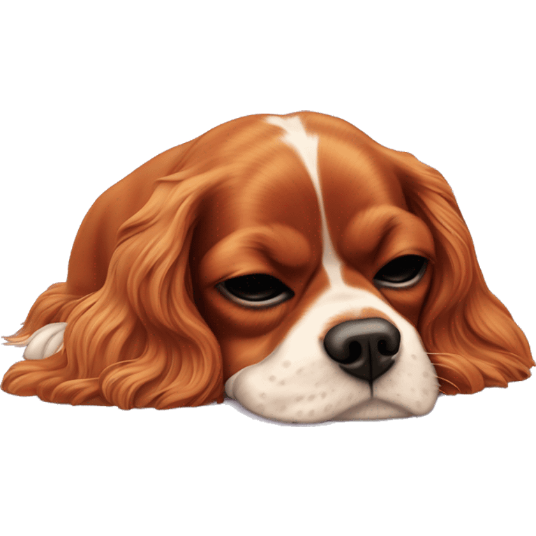 Cavalier King Charles spaniel sleeping on back emoji