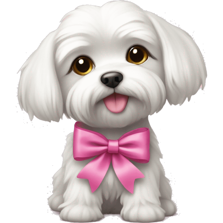 Maltese with pink ribbon emoji