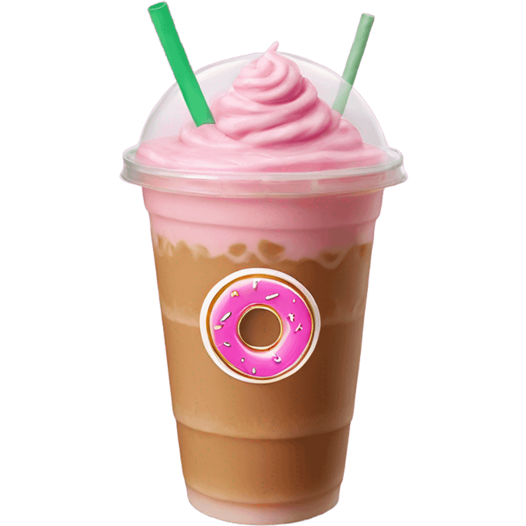 Pink Dunkin’ Donuts iced  latte emoji