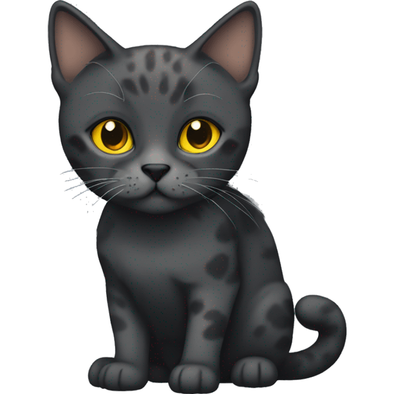 dark gray tortoiseshell cat with yellow eyes emoji