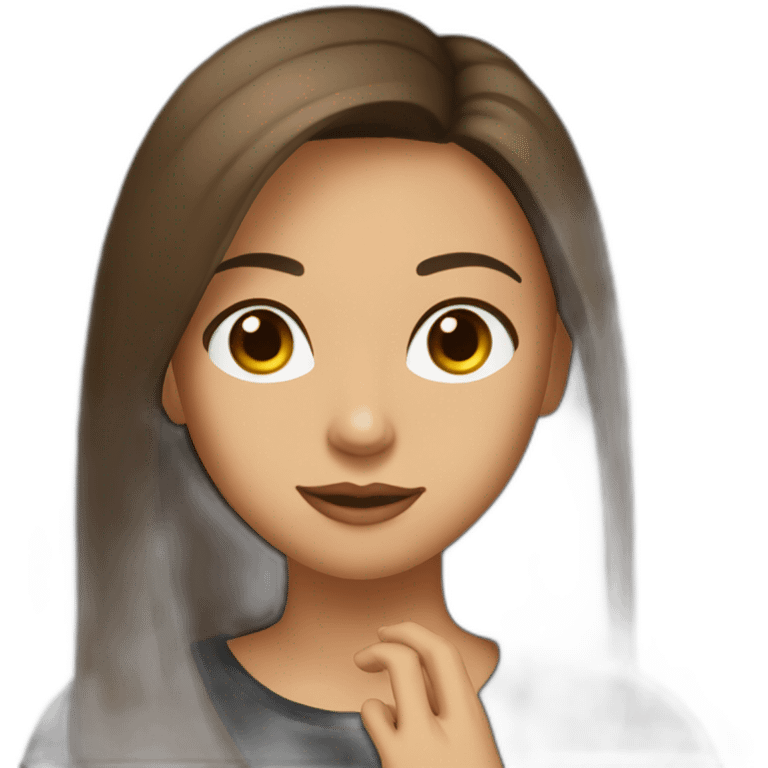 A brunette woman with shoulder-long hair with brown eyes in a black t-shirt chugging down a shot of Rakija emoji