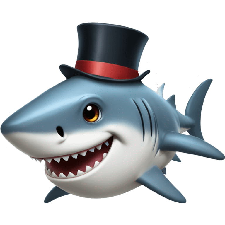 Shark with a top hat emoji