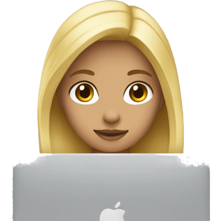 Blond girl working on MacBook  emoji