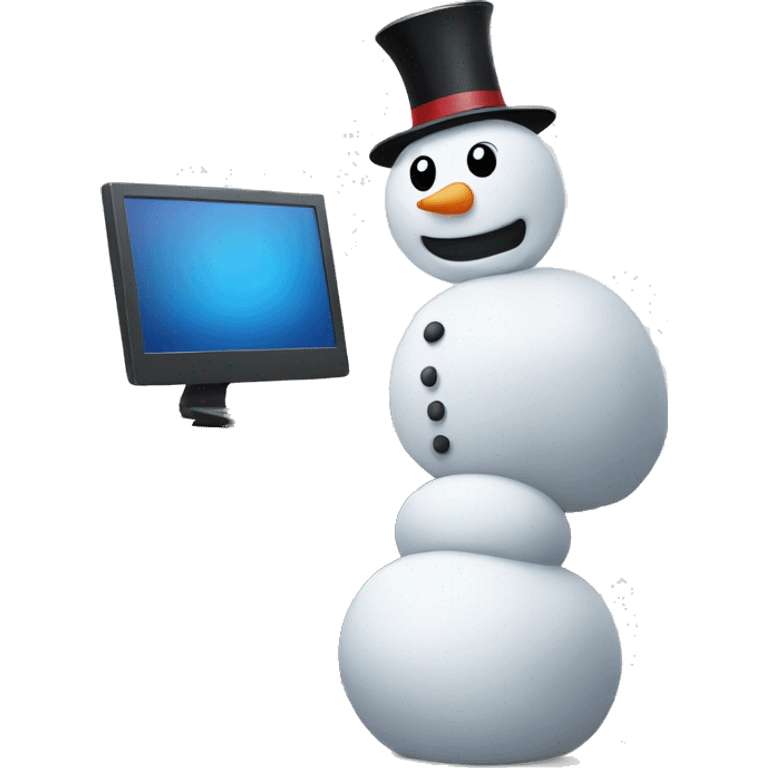 snowman at desk with computer emoji