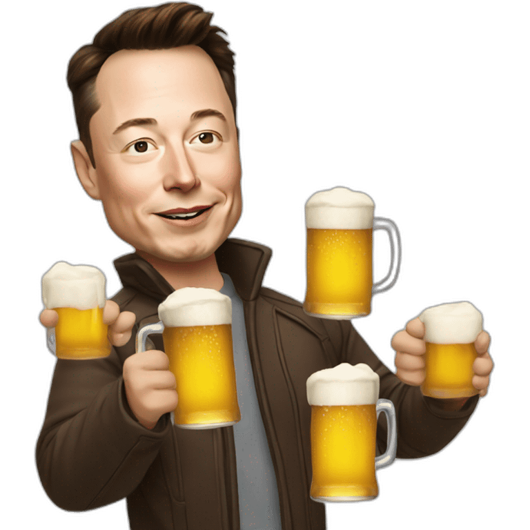 ELON MUSK WITH A BEER emoji