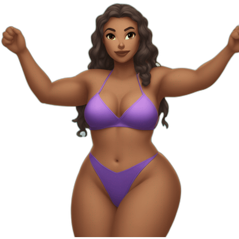 Slim-thicc Caucasian woman bikini superhero pose (beach body) emoji