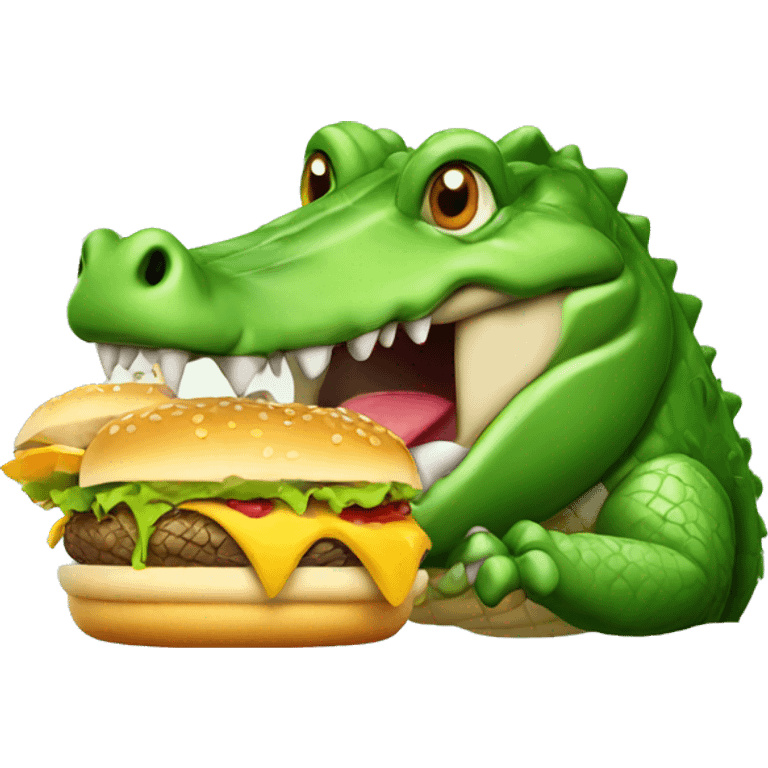 Crocodile eating hamburger  emoji