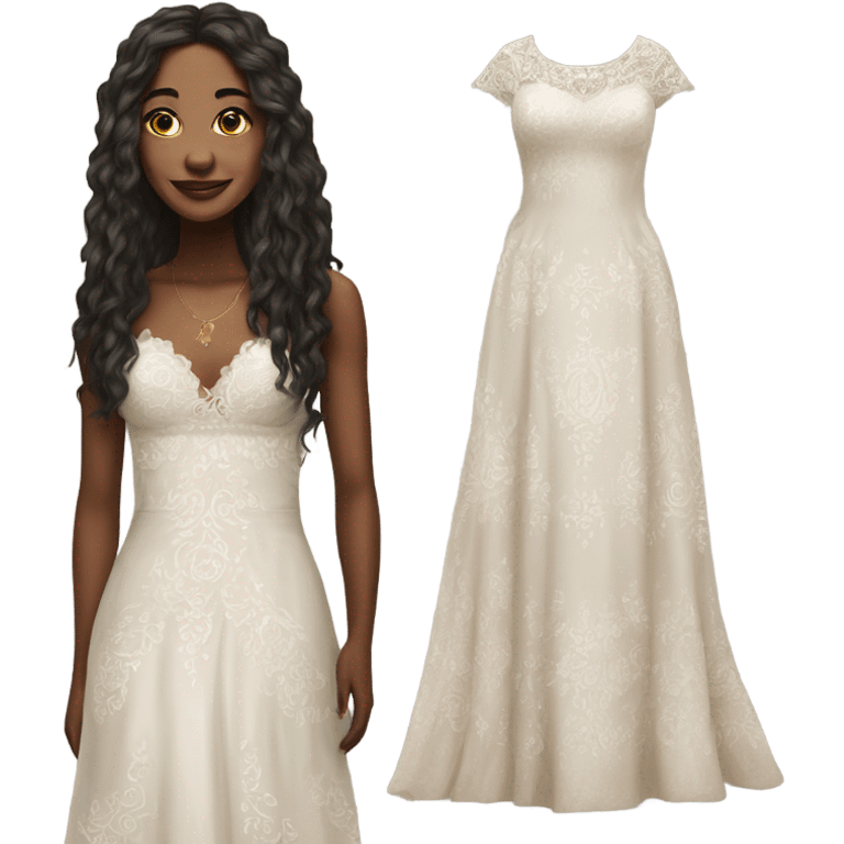 Hyper Realistic boho Wedding dress displays emoji