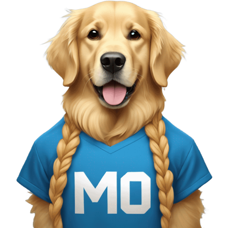 Golden retriever dog wearing a Messi t shirt  emoji