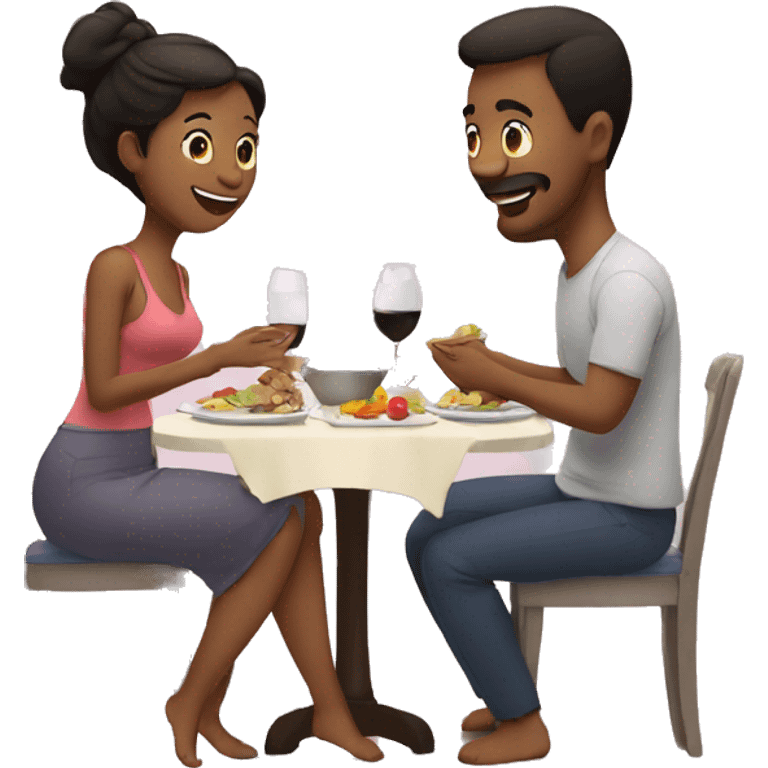 Two Parents have a dinner with their baby  emoji