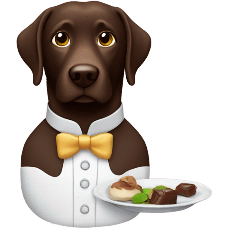 Chocolate lab, waiter serving emoji