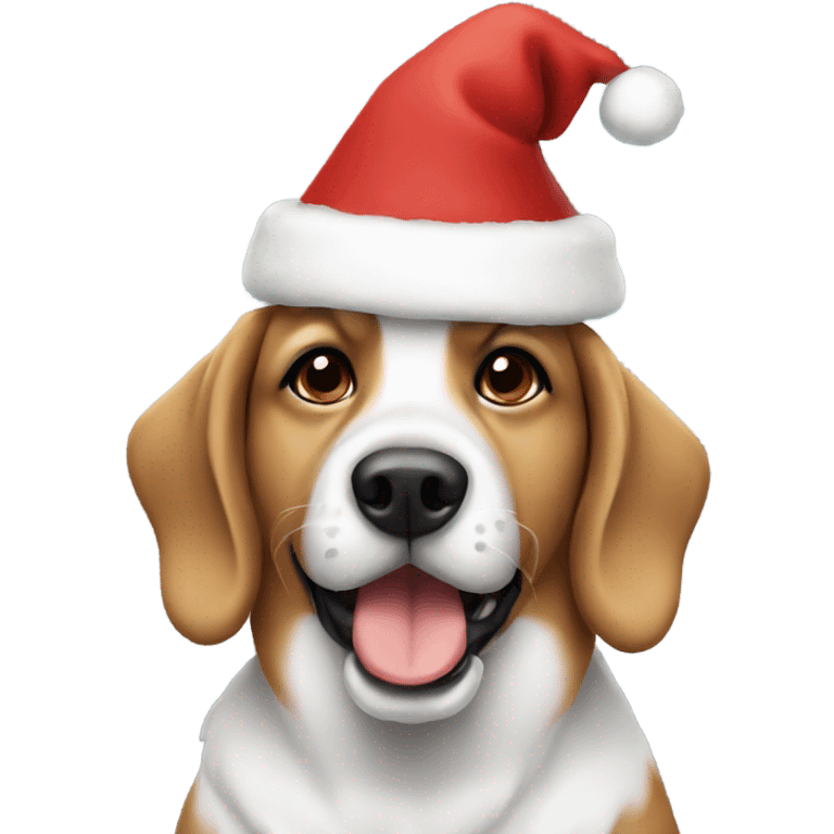 Dog wearing Christmas hat emoji