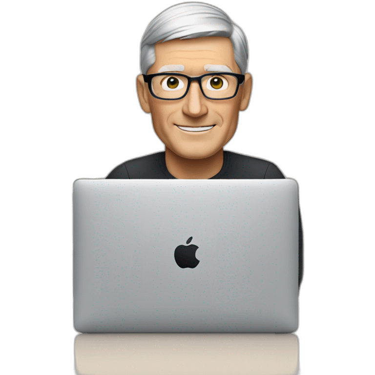 tim cook with macbook pro on desk emoji