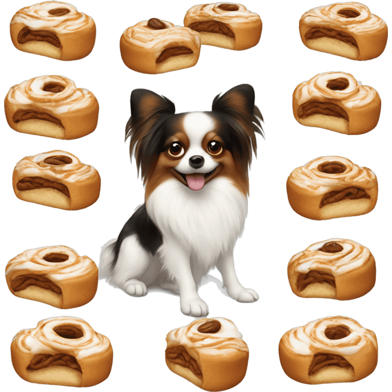 papillon dog with cinnabon emoji