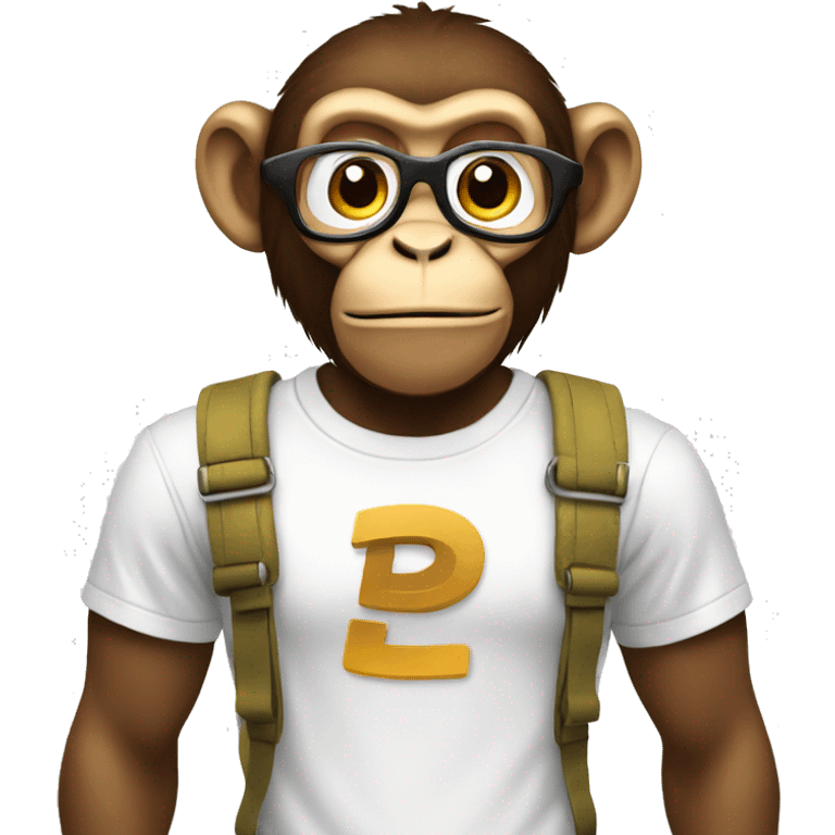 a monkey with a white t-shirt that spells 'coder' emoji