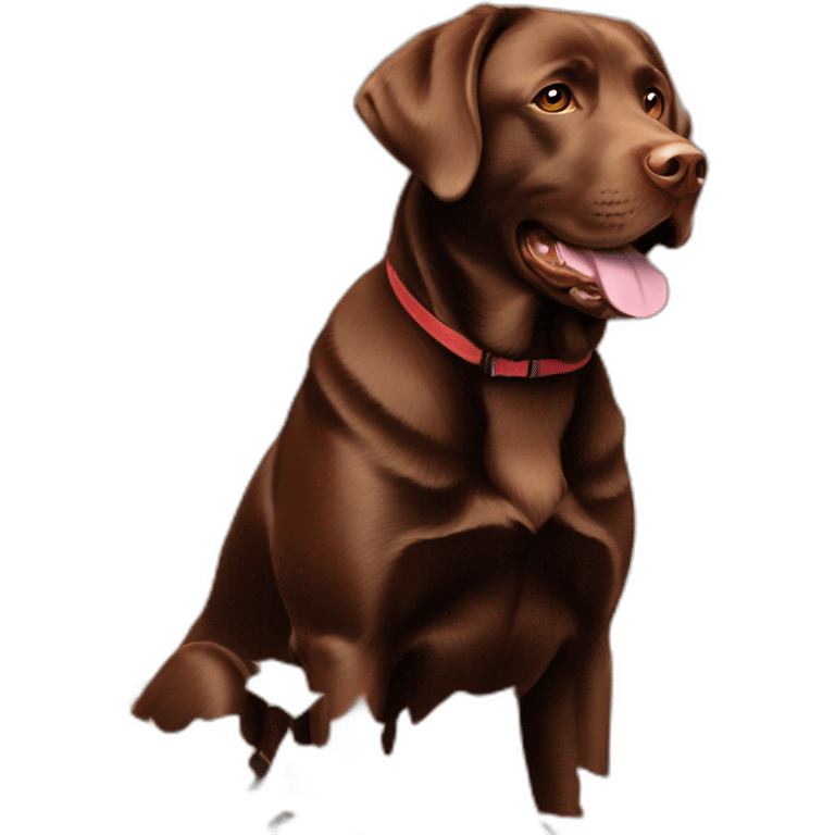 Chocolate labrador in autumn landscape emoji