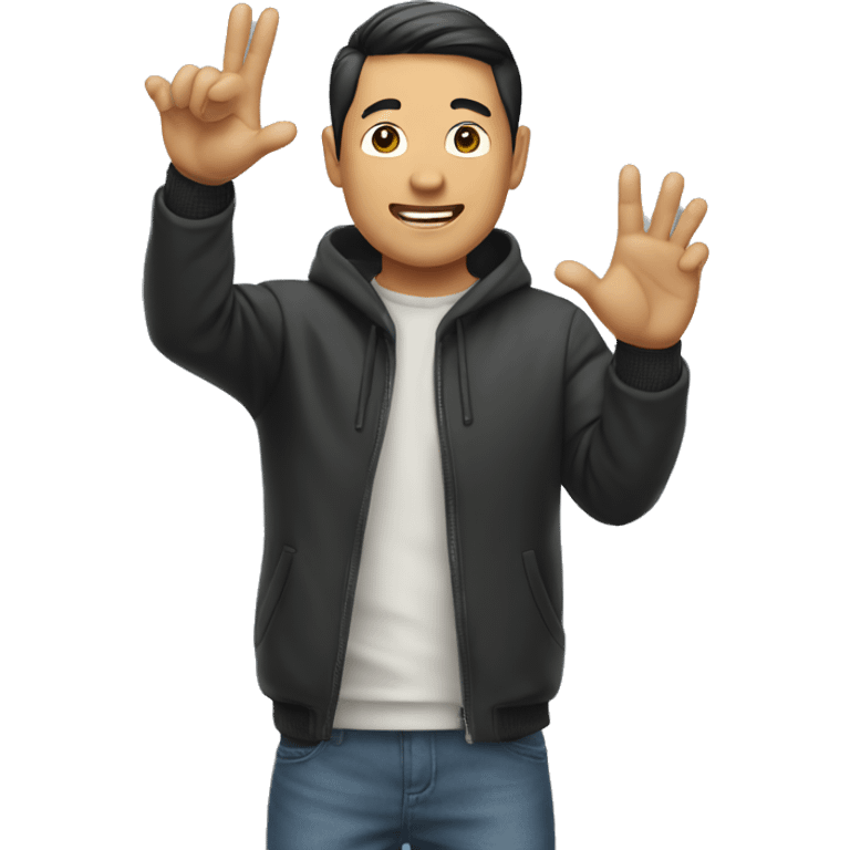 asian man waving hang loose emoji