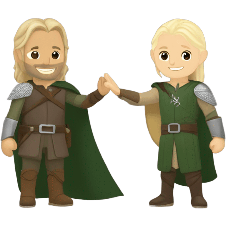 Aragorn and Legolas giving each other high fives emoji