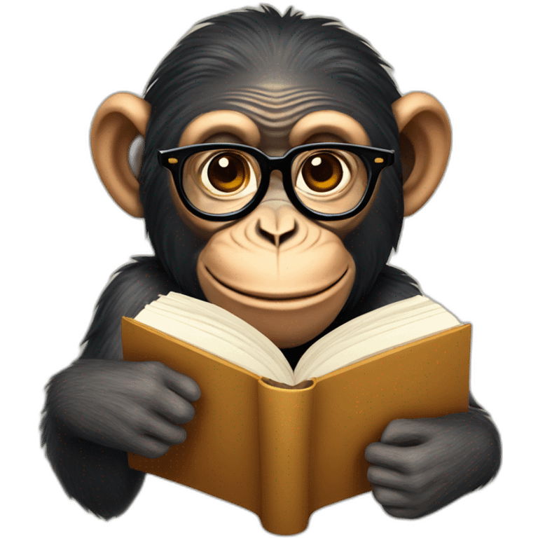 Chimp with book and glasses emoji