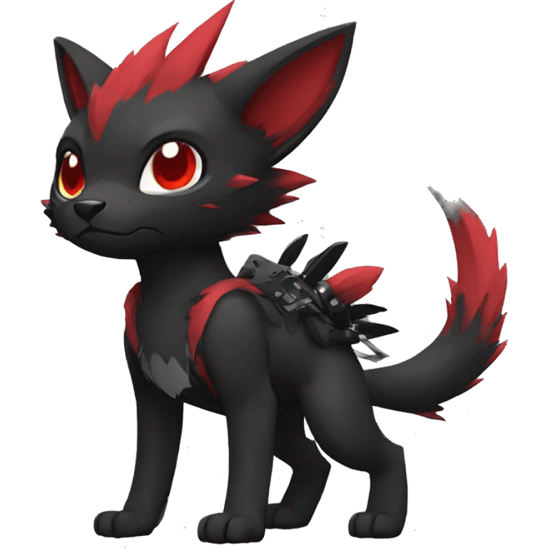 cool edgy black punk red animal hybrid Fakemon full body emoji