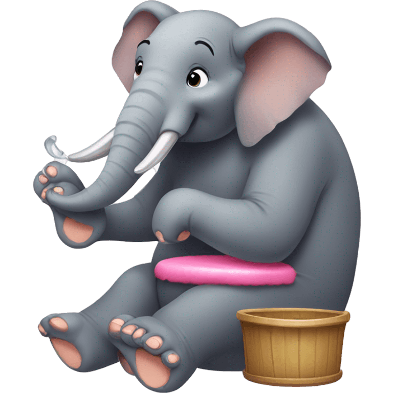 Elephant doing pedicure emoji