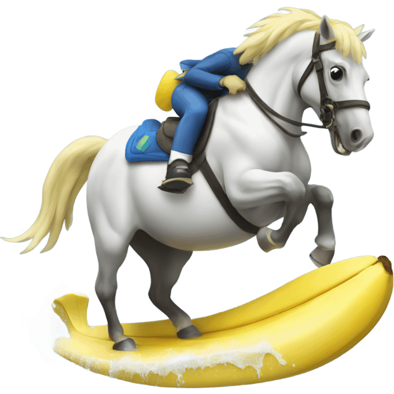 Horse surfing and eating a banana emoji