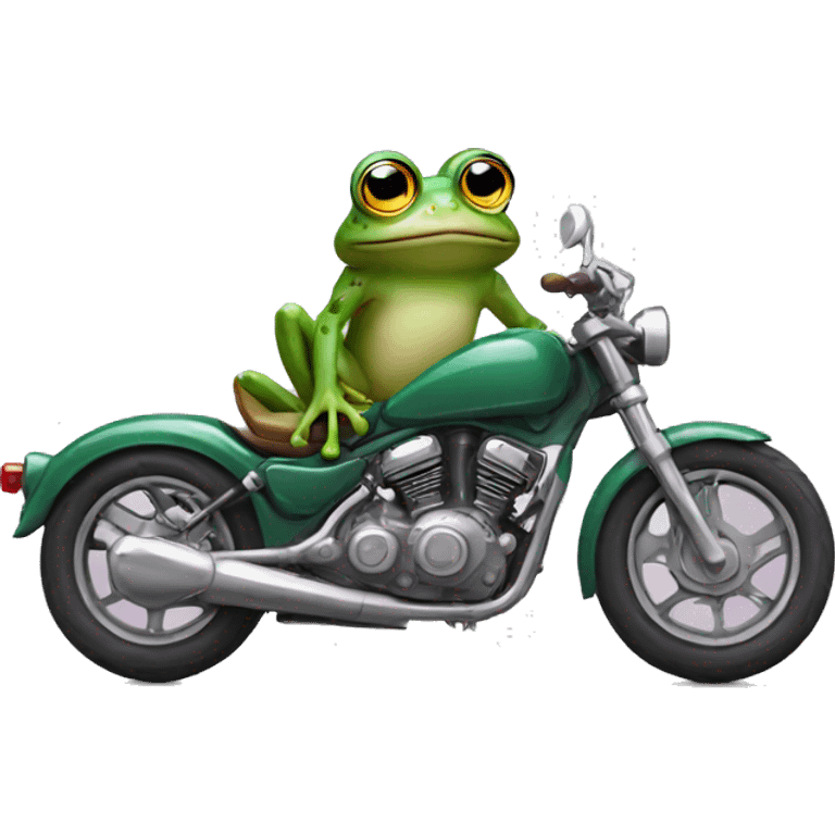 Frog with spectacles and motorbike emoji