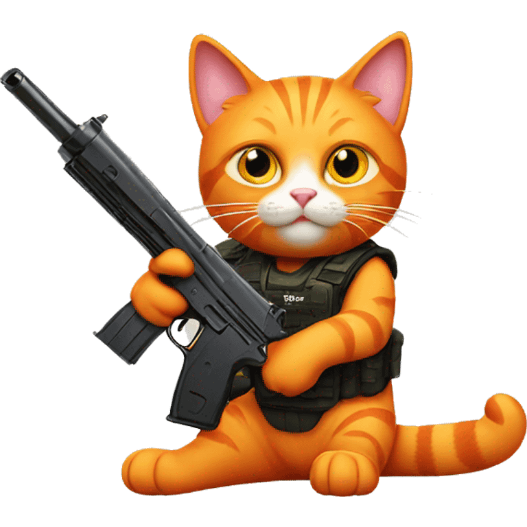 Orange cat  with a gun emoji