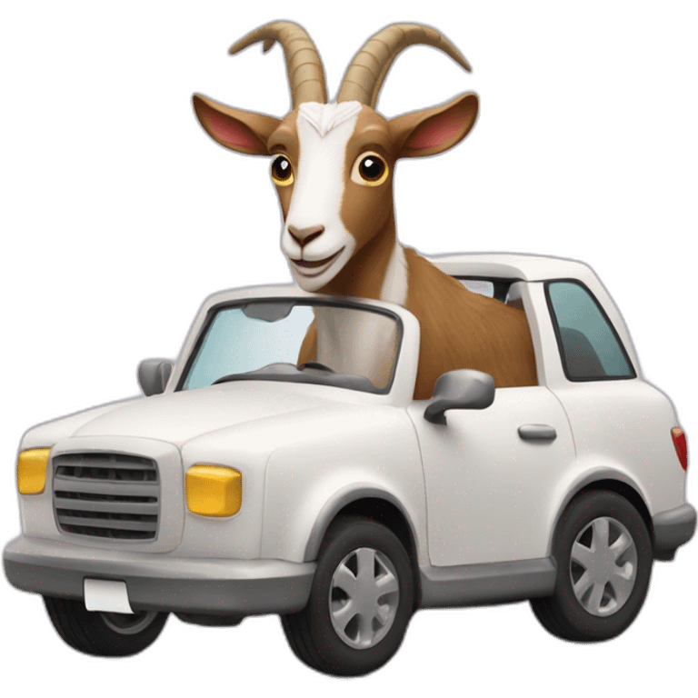 Goat in crown drives a car emoji