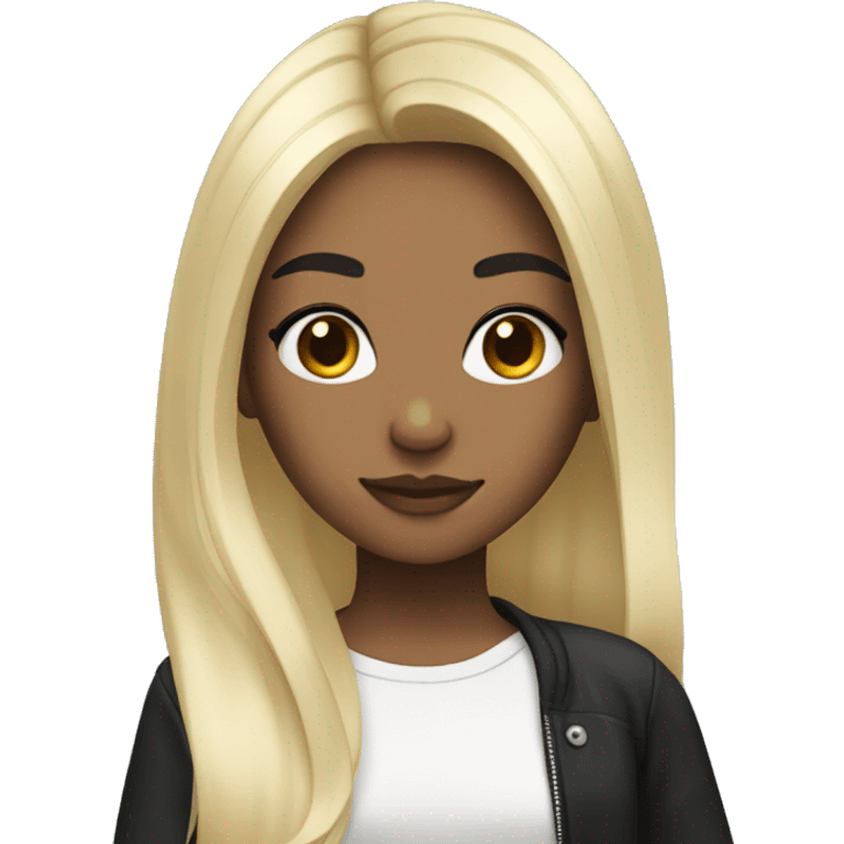 A girl with split dye blonde and black hair emoji