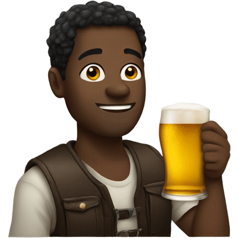 Black guy drinking beer emoji