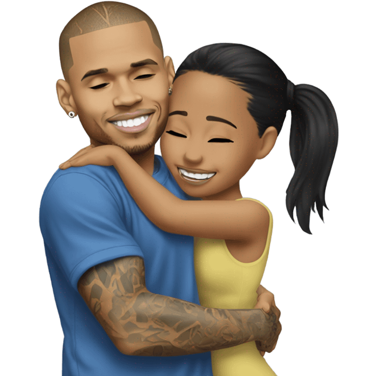 Hyper Realistic Chris Brown hugging Karruche Tran emoji