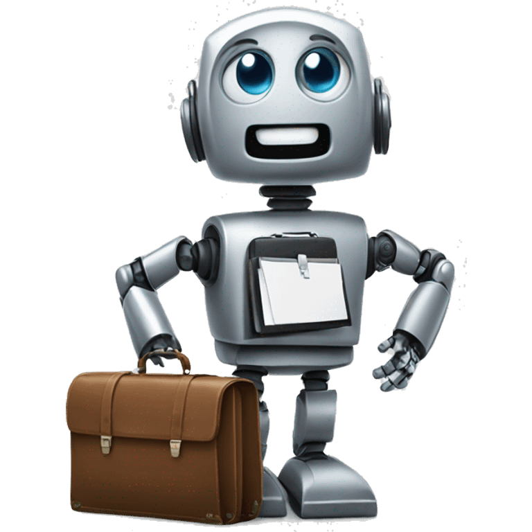 happy robot holds briefcase emoji