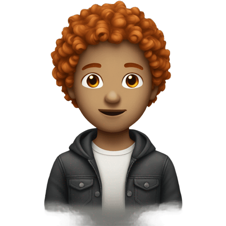 White skin dark orange curly hair boy  emoji