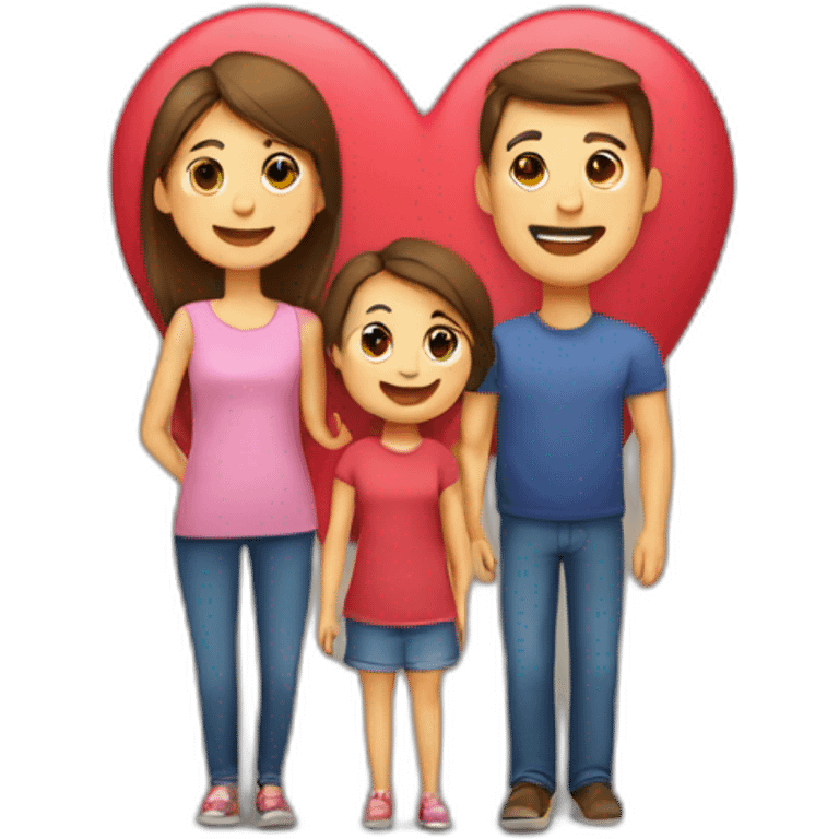 Heart and mom and dad and kids emoji