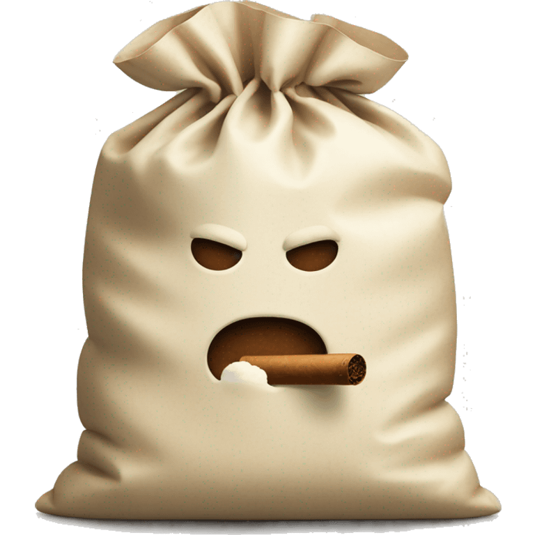 a bag of flour smokes a cigar emoji