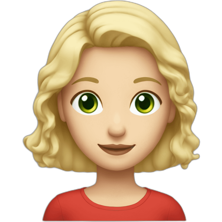 cute long blonde green eyes caucasian woman red top emoji