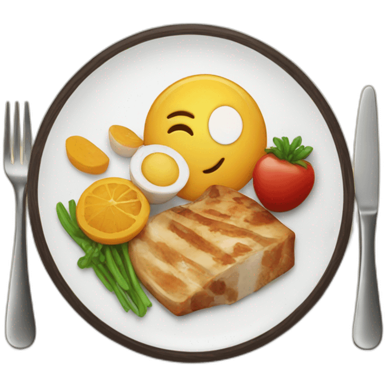 Gourmet plate with food emoji