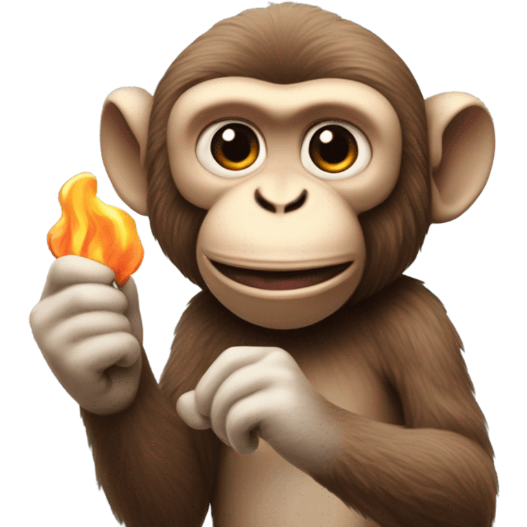 Rhesus monkey holding marshmallow emoji