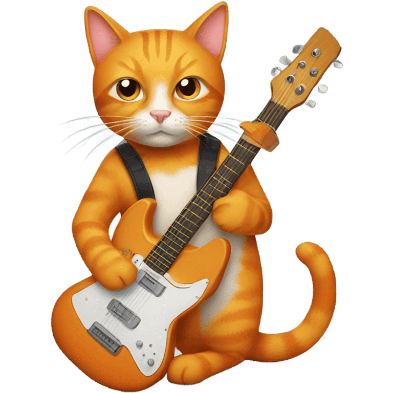 Orange cat with a guitar  emoji