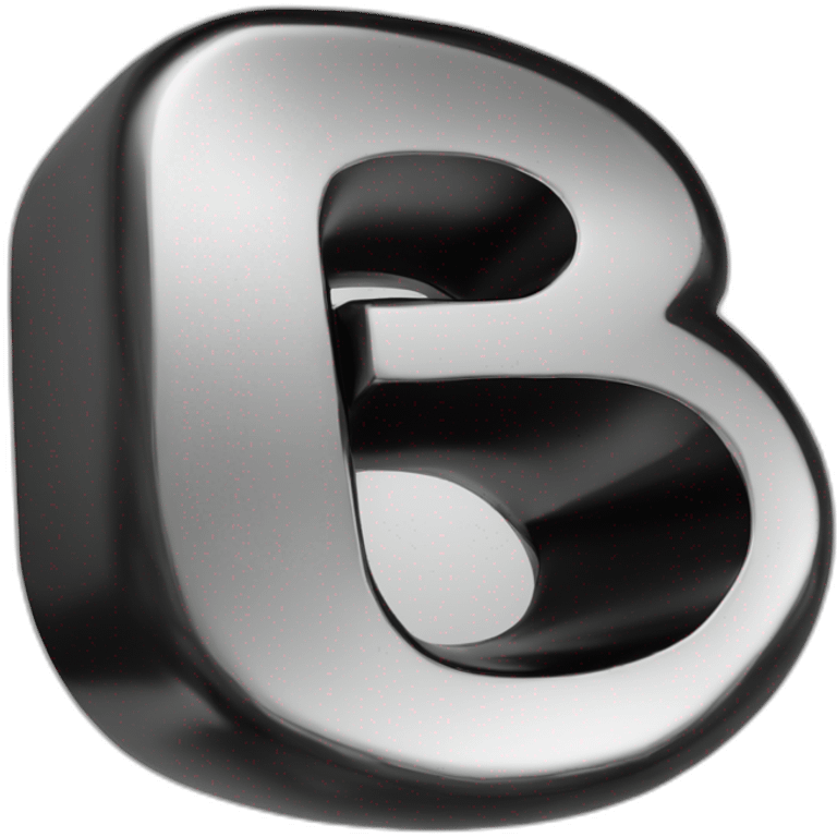 letter B28, 3d effect, chrome on black back emoji