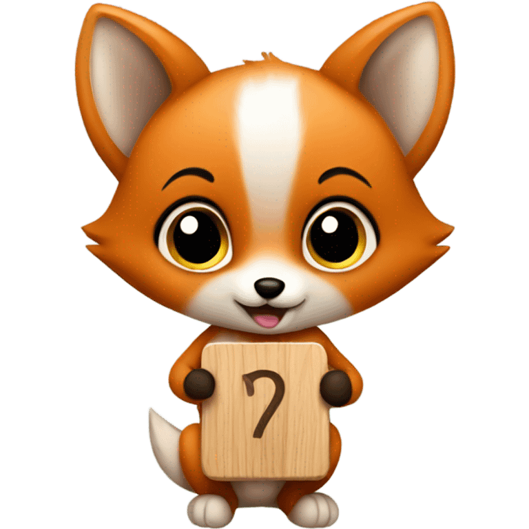 Baby fox with a sign emoji