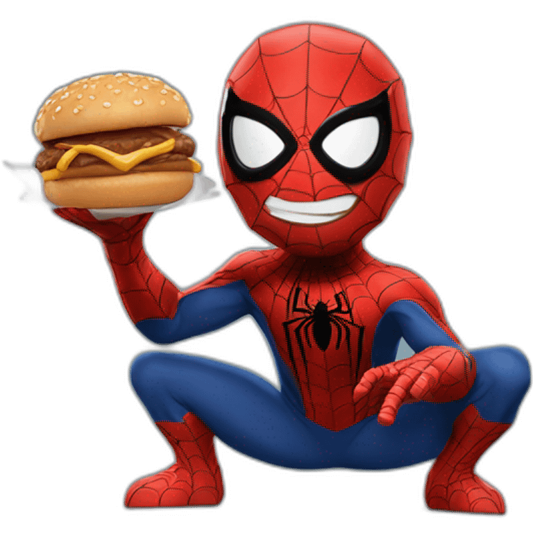 Spider man qui mange un Mcdo emoji