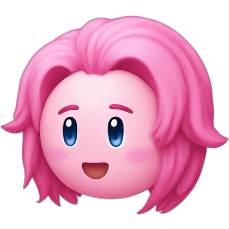 kirby with long pink hair emoji