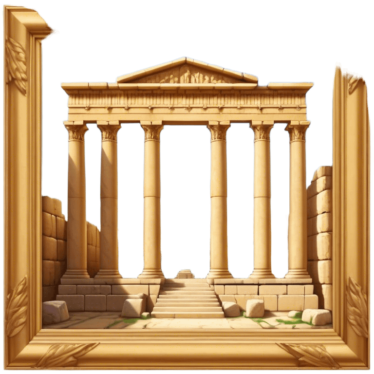 Baalbek temple – Cinematic Realistic Baalbek Temple, depicted as an ancient Roman temple complex with towering columns and intricately carved stone details, bathed in golden sunlight and dramatic shadows that evoke timeless historical grandeur. emoji